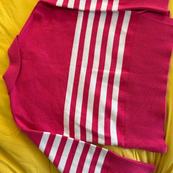 Grace & Karma Hot Pink Striped Collared Sweater | Preppy Chic | Women’s Medium - Picture 4 of 6